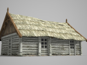 Medieval construction of thatched huts 3D Model