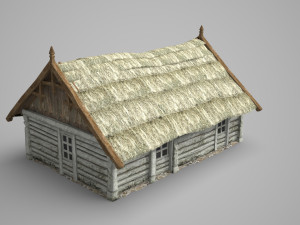 Medieval construction of thatched huts 3D Model