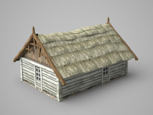Medieval construction of thatched huts 3D Model