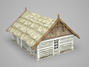 Medieval construction of thatched huts 3D Model