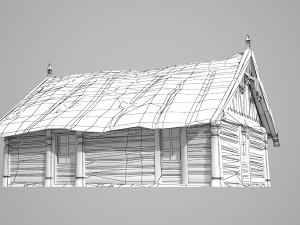 Medieval construction of thatched huts 3D Model