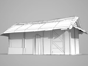 Modern architecture small thatched cottage 3D Model