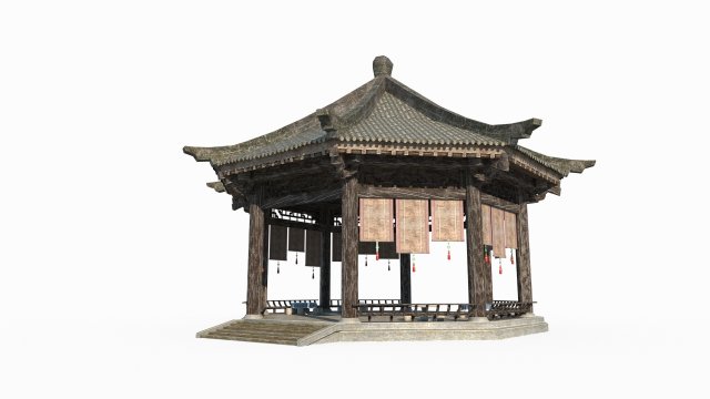 The Great Pavilion of ancient Asian architecture 3D Model .c4d .max .obj .3ds .fbx .stl .blend 