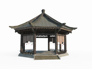 The Great Pavilion of ancient Asian architecture 3D Model