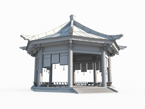 The Great Pavilion of ancient Asian architecture 3D Model