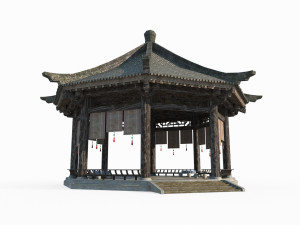 The Great Pavilion of ancient Asian architecture 3D Model