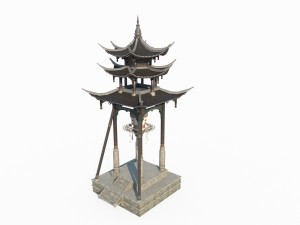 Asian ancient architecture large landscape street lamp Modelo 3D