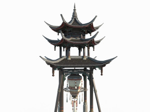 Asian ancient architecture large landscape street lamp Modelo 3D
