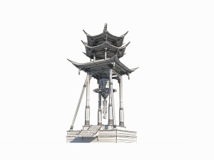 Asian ancient architecture large landscape street lamp Modelo 3D
