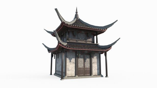 Small attic in ancient Asian architecture 3D 모델 .c4d .max .obj .3ds .fbx .stl .blend 