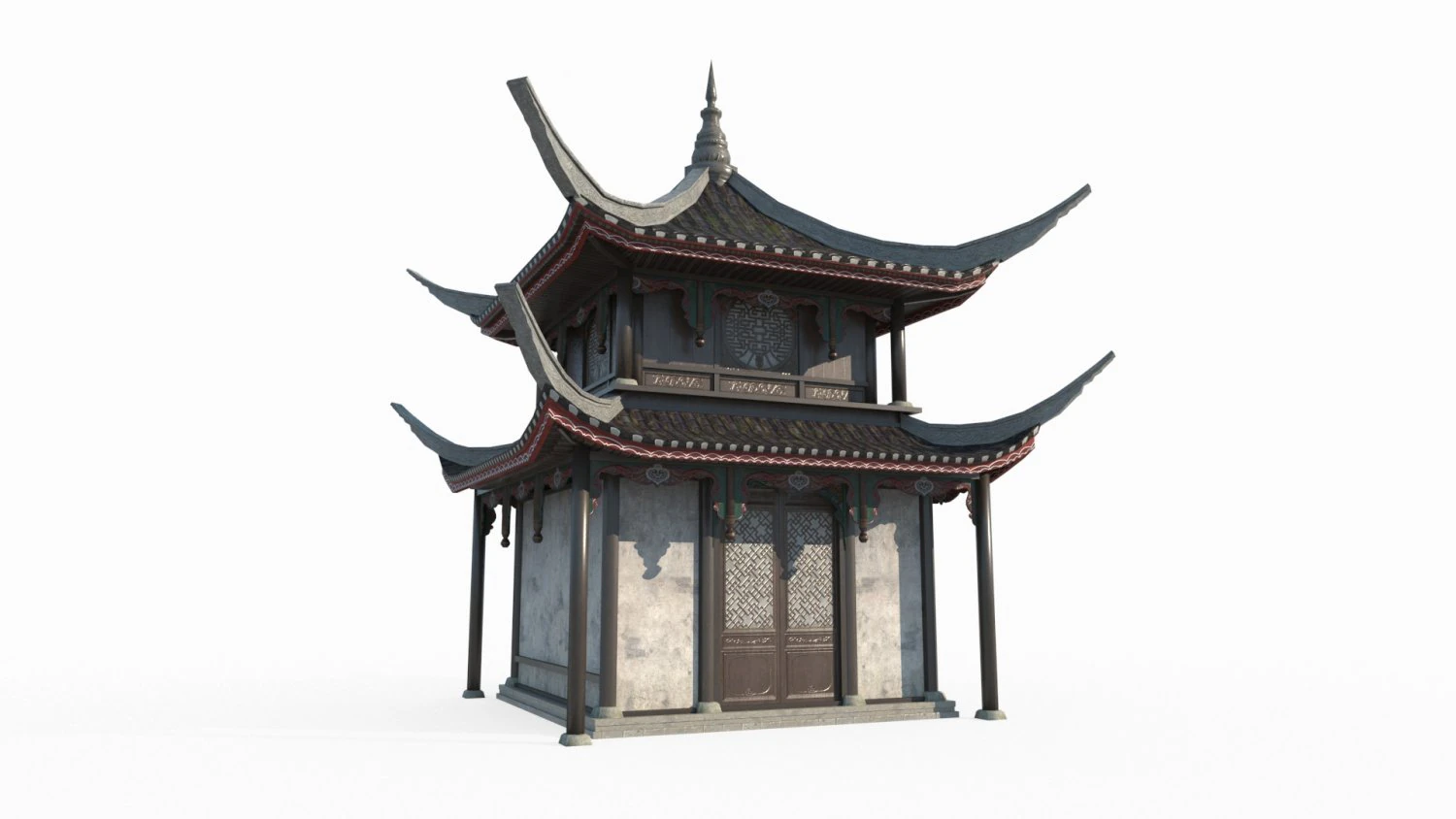 Small attic in ancient Asian architecture 3D Model .c4d .max .obj .3ds .fbx .stl .blend