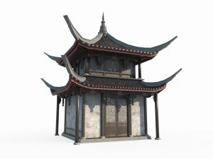 Pequeno sótão em arquitetura asiática antiga Modelo 3D