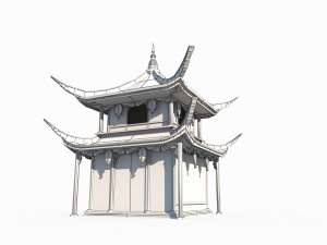 Small attic in ancient Asian architecture 3D 모델