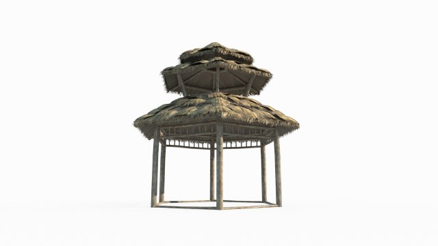 Ancient Asian architecture thatched pavilions Model 3D .c4d .max .obj .3ds .fbx .stl .blend 