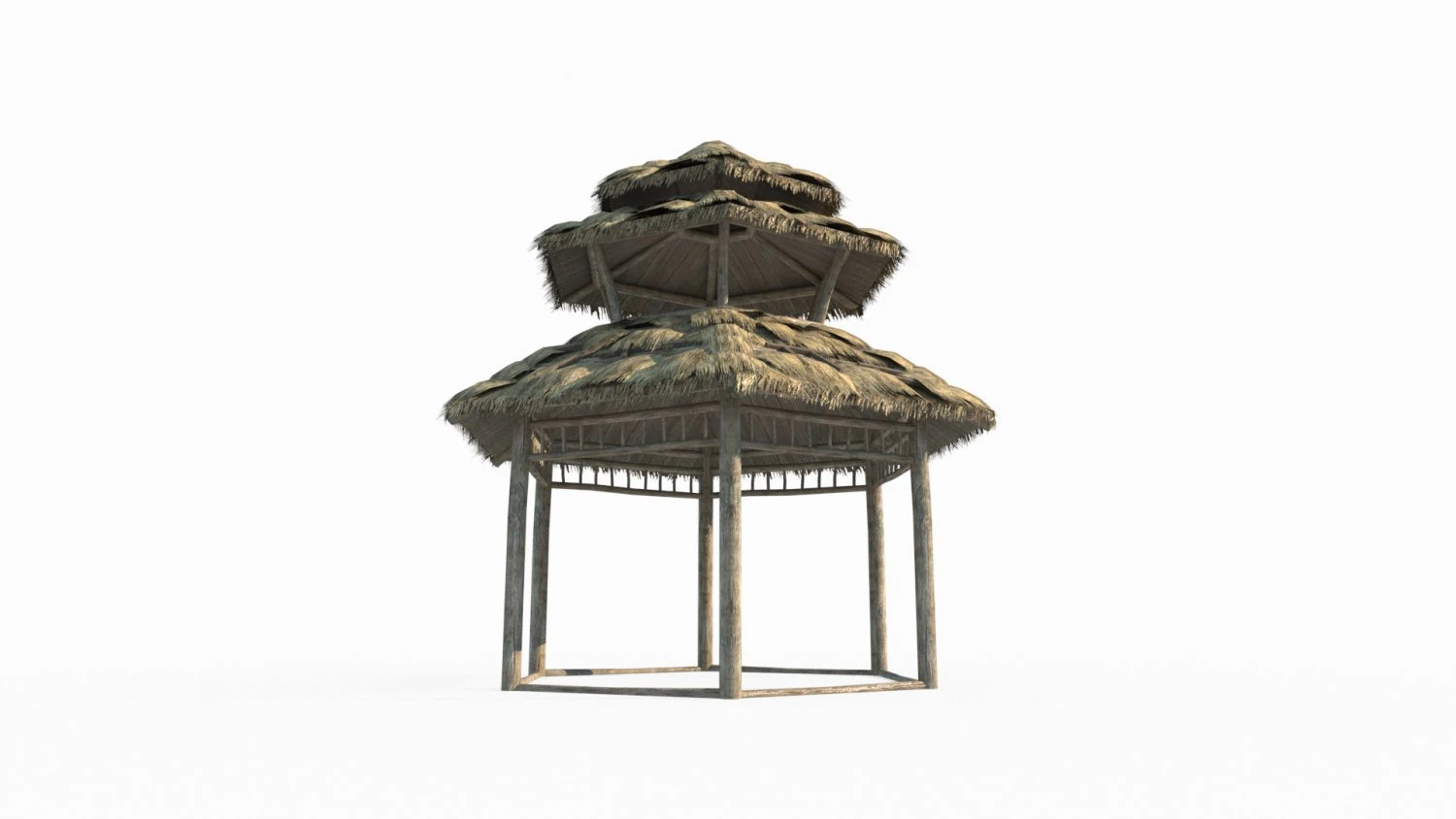 Ancient Asian architecture thatched pavilions 3D Model .c4d .max .obj .3ds .fbx .stl .blend 