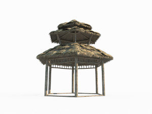 Ancient Asian architecture thatched pavilions Model 3D