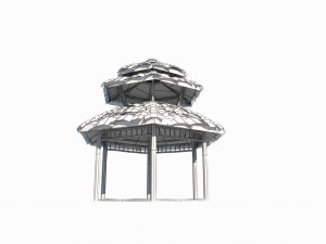 Ancient Asian architecture thatched pavilions Model 3D