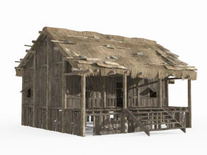 Ancient Asian Thatched Cottage 3D Model