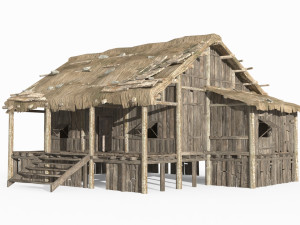 Ancient Asian Thatched Cottage Modelo 3D