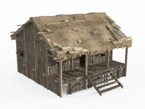 Ancient Asian Thatched Cottage 3D Model
