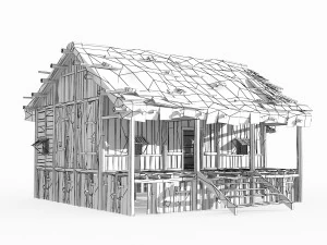 Ancient Asian Thatched Cottage 3D Model