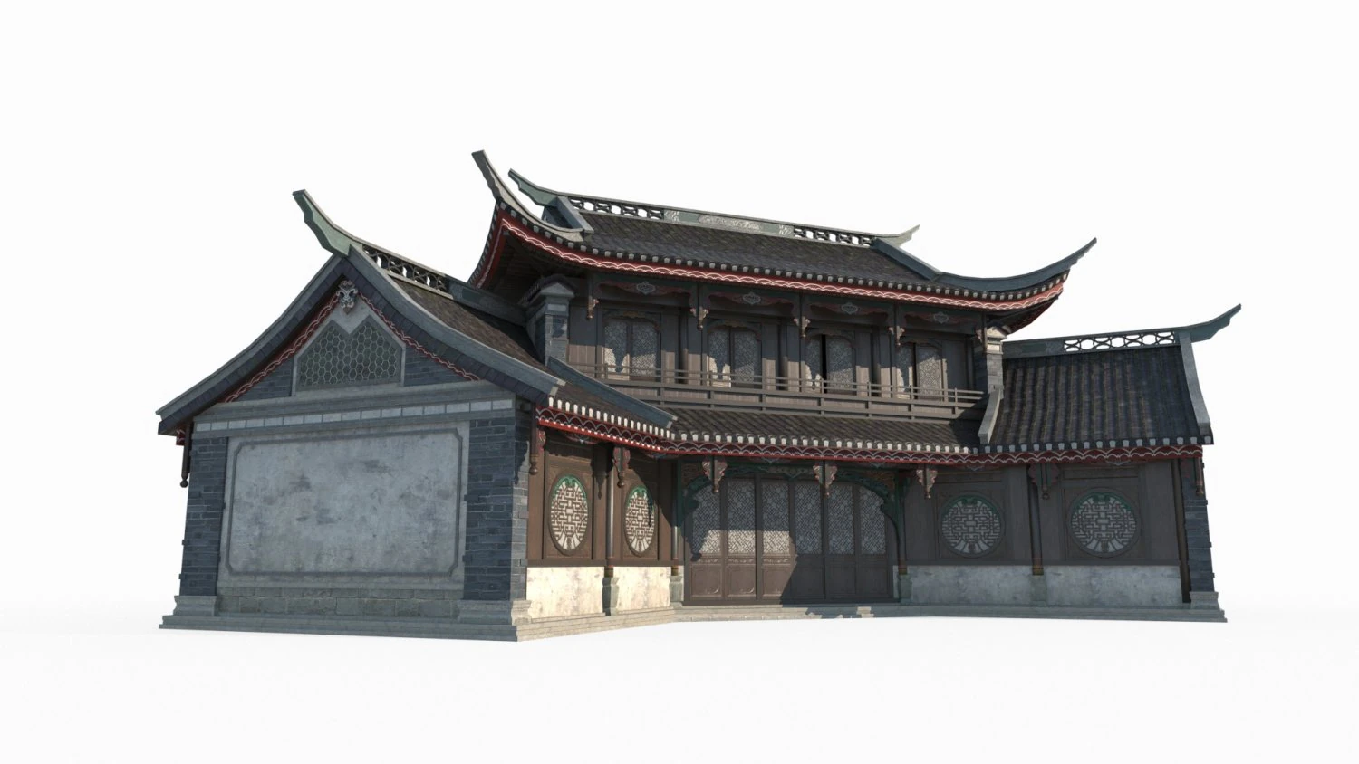 Asian ancient architecture inn 3D Model .c4d .max .obj .3ds .fbx .stl .blend 