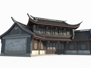 Asian ancient architecture inn Model 3D