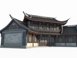 Asian ancient architecture inn 3D Model