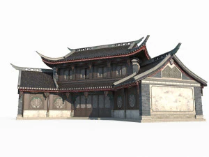 Asian ancient architecture inn 3D Model