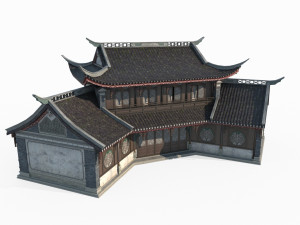 Asian ancient architecture inn 3D-Modell