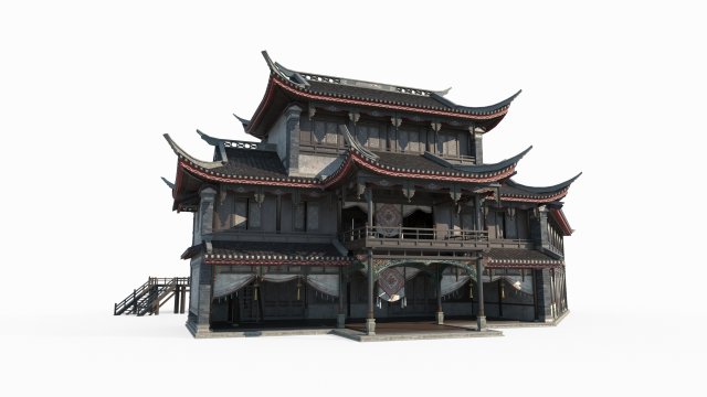 Luxury store of ancient Asian architecture 3D 模型 .c4d .max .obj .3ds .fbx .stl .blend 