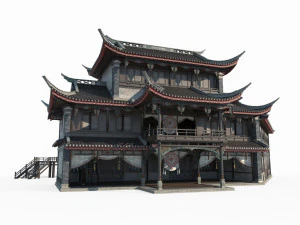 Luxury store of ancient Asian architecture 3D Model