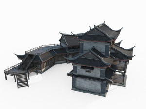 Luxury store of ancient Asian architecture 3D 模型