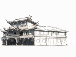 Luxury store of ancient Asian architecture 3D 模型