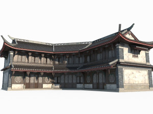 Big store of ancient Asian architecture Model 3D