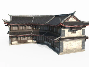 Big store of ancient Asian architecture 3D Model