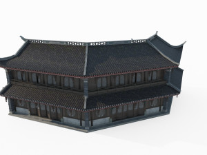 Big store of ancient Asian architecture Model 3D