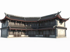 Big store of ancient Asian architecture 3D Model