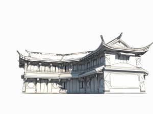 Big store of ancient Asian architecture Model 3D