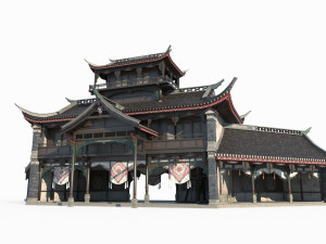 Asian ancient architecture big room shop 3Dモデル