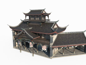 Asian ancient architecture big room shop 3Dモデル