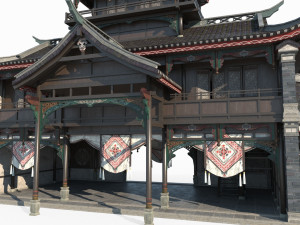 Asian ancient architecture big room shop 3Dモデル