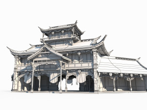 Asian ancient architecture big room shop 3Dモデル