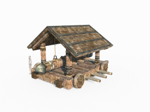Asiatic dog with siege car 3D Model