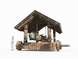 Asiatic dog with siege car 3D Model