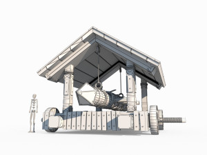 Asiatic dog with siege car 3D Model