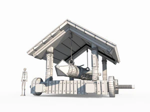 Asiatic dog with siege car 3D Model