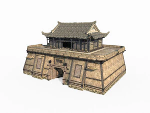 Ancient Asian architecture gates and towers 3D Model
