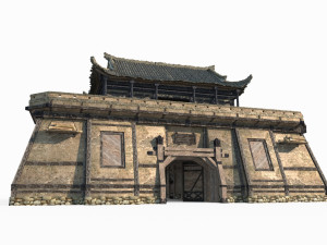 Ancient Asian architecture gates and towers 3D Model
