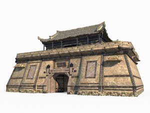 Ancient Asian architecture gates and towers 3D Model